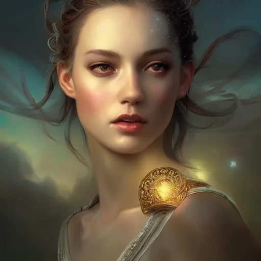 Prompt: A beautiful digital painting of a beautiful princess, the sky behind her, intricate, cinematic lighting, highly detailed, digital painting, Artstation, concept art, smooth, sharp focus, illustration, art by Tom Bagshaw, Artgerm and Greg Rutkowski