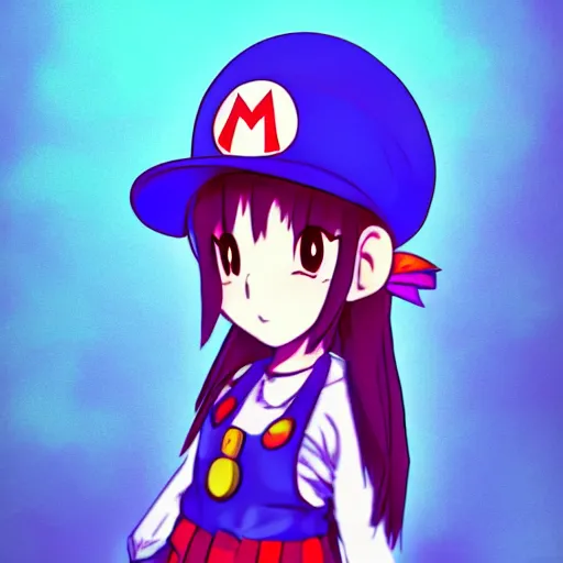 Image similar to anime catgirl cosplaying as super mario nft, bokeh, shader, anime art style, highly detailed, cel - shaded, colorful, animated, trending