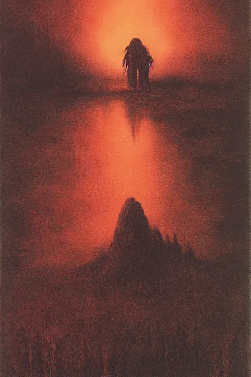 Image similar to magic the gathering card depicting charles manson, by zdzislaw beksinski, swamp, black