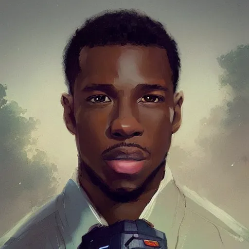 Image similar to “Portrait of Michael Bakari Jordan by Greg Rutkowski, young, manly, attractive, strong, older brother vibes, highly detailed portrait, scifi, digital painting, artstation, concept art, smooth, sharp foccus ilustration, Artstation HQ”