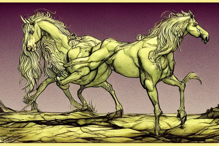 Prompt: fjord centaur, in the style of Greg Broadmore and Arthur Rackham and Moebius,trending on artstation, light lighting side view,digital art,surrealism ,macro,blueprint ,vaporwave ,