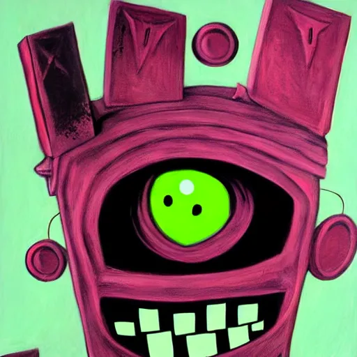 Prompt: invader zim, horror movie poster, detailed painting