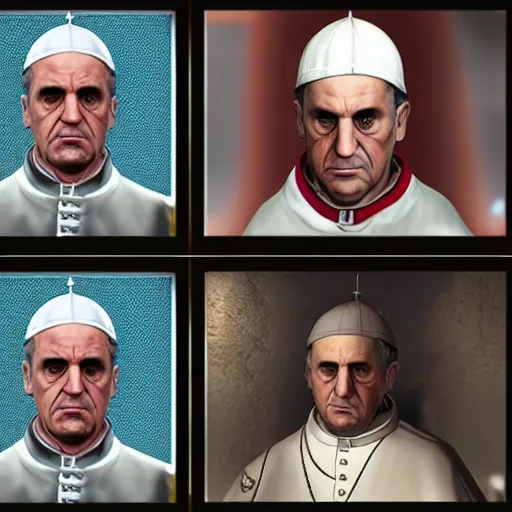 Image similar to the pope as a game character in gta 5, game graphics, game screenshot, in the style of rockstar advanced game engine