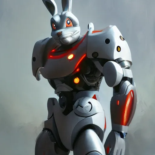 Prompt: Cyborg bugs bunny by Ruan Jia, 4k, HD, artstation,