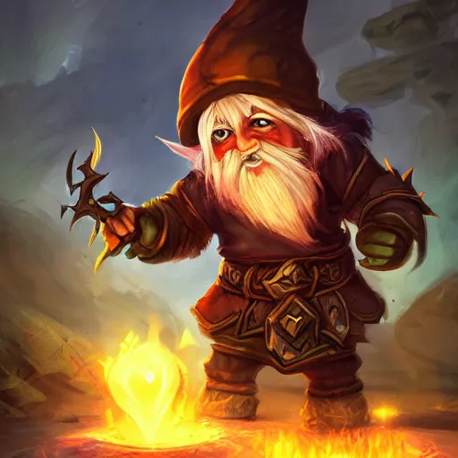 Image similar to world of warcraft gnome warlock summoning a felguard, trending on artstation, landscape