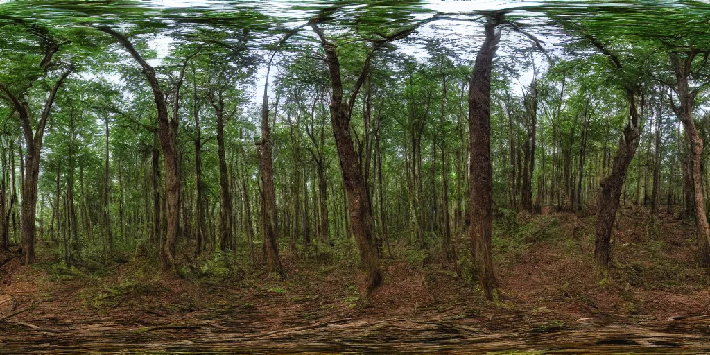 Prompt: a 360 photograph of a scary forest