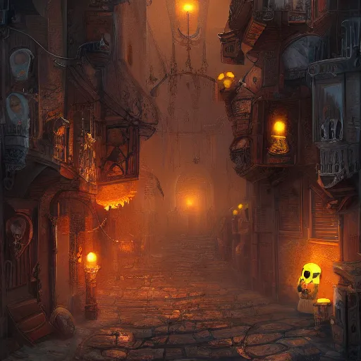 Prompt: a landscape of Jaffa at night, with skulls, gestalt effect, digital art, trending on artstation.