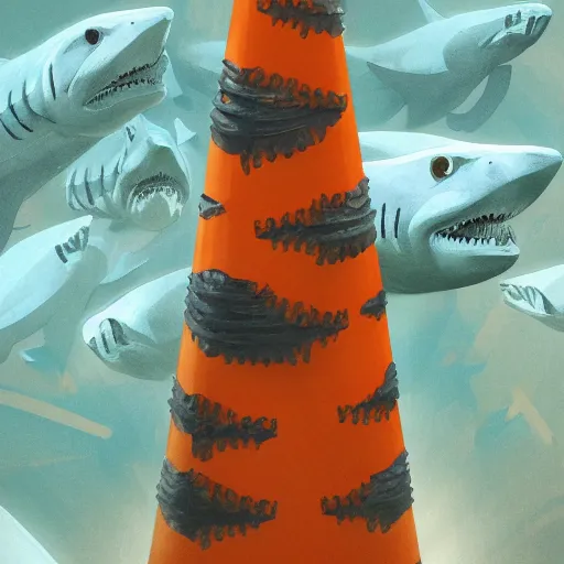 orange and white striped traffic cone with 5 rows of | Stable Diffusion ...