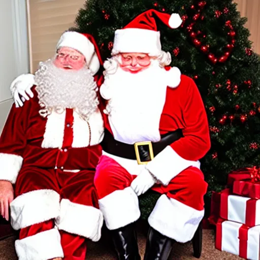 Prompt: lizzo sitting on santas lap