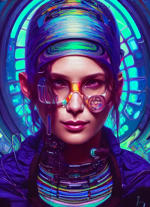 Image similar to hyper detailed ultra sharp painting of a neuromancer. trending on artstation, warpaint aesthetic, earthwave, colorful, psychedelic, ornate, intricate, digital painting, concept art, smooth, sharp focus, illustration, art by artgerm and darius zawadzki and alphonse mucha, 8 k