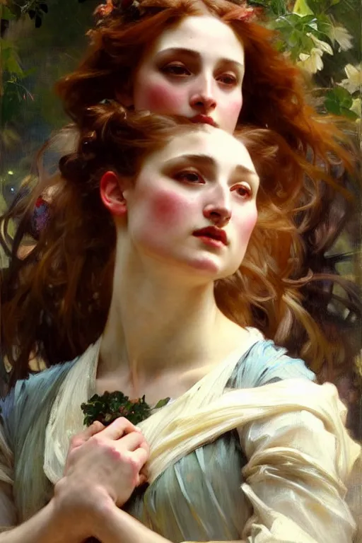 Image similar to sansa, painting by daniel gerhartz, alphonse mucha, bouguereau, pre - raphaelite, detailed art, artstation