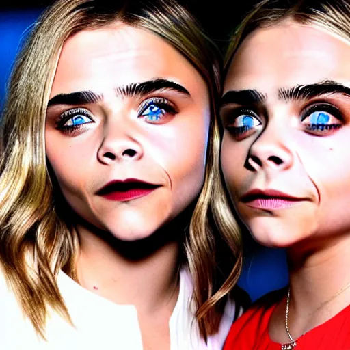 Image similar to Chloë Grace Moretz face with Cara Delevingne's eyebrows, film photography,