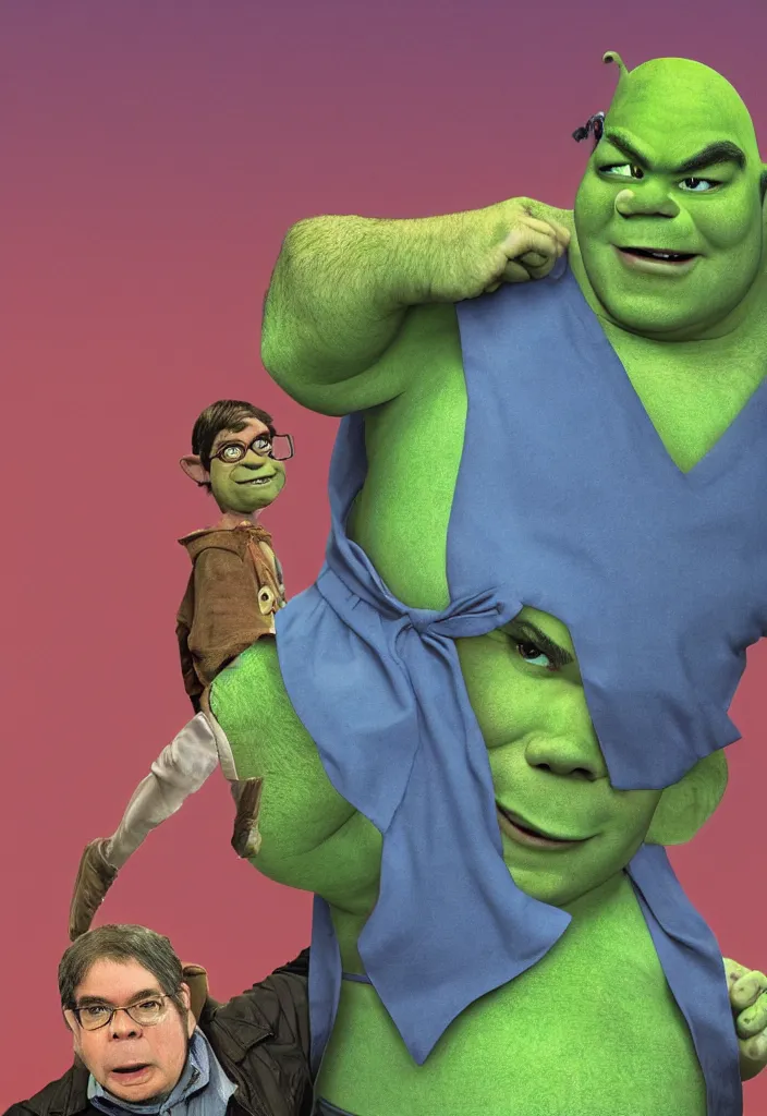 Image similar to yann lecun as shrek, digital art