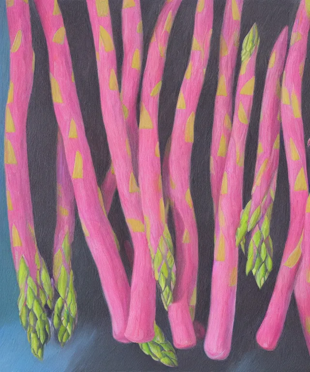 Image similar to pink asparagus, oil painting