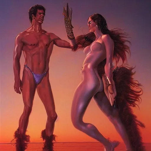 Prompt: bio-futurism,utopia,beautiful sunset,boris vallejo,photorealistic,detailed