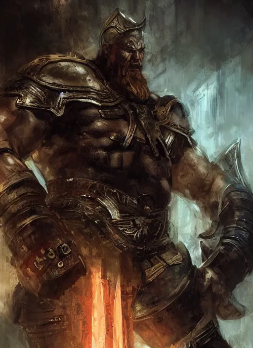 Image similar to ancient historically accurate depiction of the Bible Character Goliath of Gath, the Philistine warrior giant in ancient persian chainmail armor, dramatic lighting art by Yoji Shinkawa by Richard Schmid by greg rutkowski by Sandra Chevrier by Jeremy Lipking cinematic dramatic