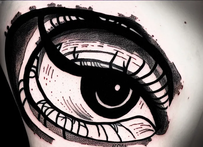 Image similar to tattoo design of an anxious womans eyes drawn by junji ito, simplistic junji ito lineart black and white