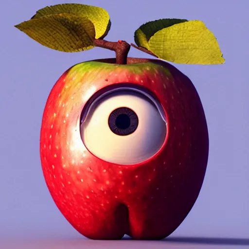 Prompt: a digital painting of a antropomorphic sexy humanoid apple, by netter, style from greg rutkowski, googly eyes, full frame, rendered in octane, 3d, artstation