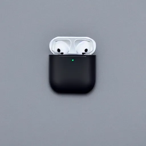 Image similar to black airpods pro case with marshmallow logo on it, studio, product photo