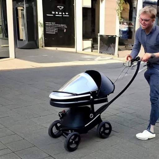 Prompt: tesla baby stroller