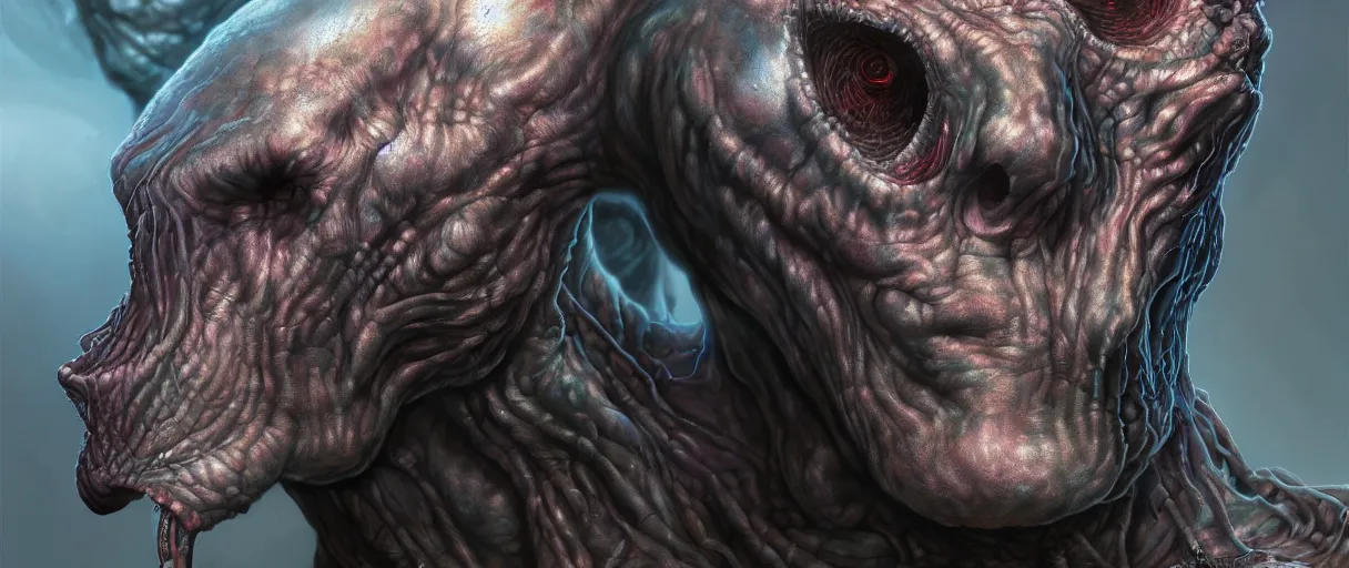 Image similar to hyperrealistic highly detailed side bust of chrome Jötunn smirking sharp concept art wayne barlowe hannah yata cinematic lighting 8k low angle shallow depth of field