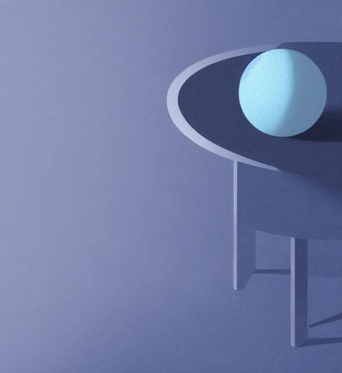 Image similar to a blue ball on a table, digital illustration by Ash Thorp