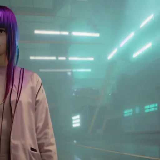 Image similar to Giant hologram of Hatsune miki in blade runner 2049, stunning, japanese anime cyberpunk style