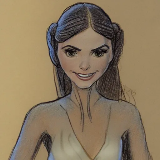 Image similar to milt kahl sketch of victoria justice as princess padme in star wars episode 3