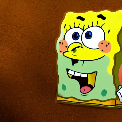 Image similar to spongebob licking a sad child, photorealistic