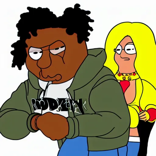 Image similar to a$ap rocky in the style of family guy