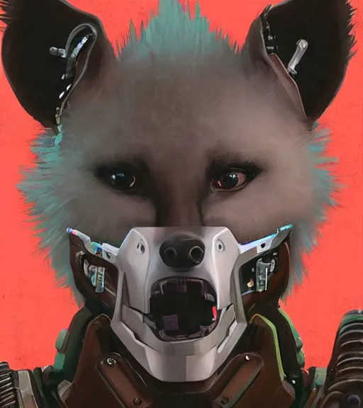 Image similar to new york city portrait icon of furry anthro anthropomorphic spotted hyena head animal person fursona wearing clothes strange cybernetic cyborg muzzle gloomy rainy screenshot from the video game cyberpunk 2077 digital art by Greg Rutkowski, Simon Stalenhag, christopher nolan trending on Artstation, CGSociety