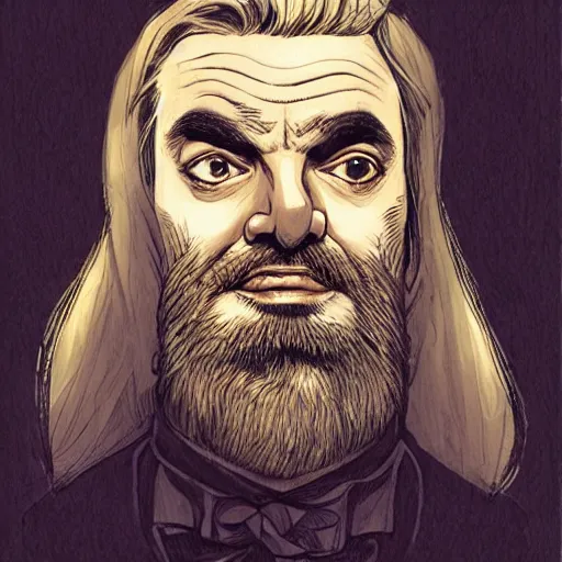 Prompt: portrait of mr. bean as albus dumbledore by becky cloonan