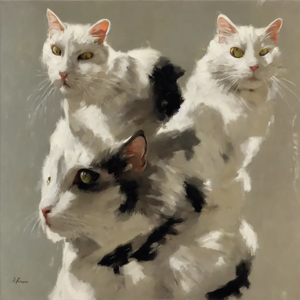 Prompt: a noble white cat, ben aronson 1950