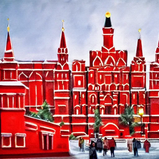 Prompt: high quality image of Red Square in Moscow in flame, detailed, realism