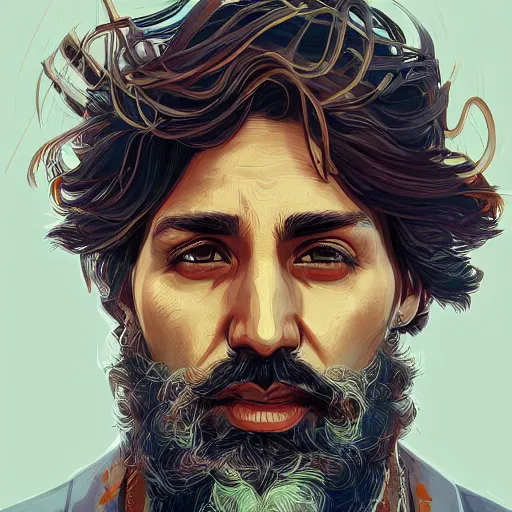 Image similar to portrait justin trudeau hybrid jagmeet singh mix, sci - fi and fantasy, intricate highly detailed digital painting, artstation, concept art, smooth and sharp focus, illustration, art by tan zi and ayanamikodon and alphonse mucha and wlop