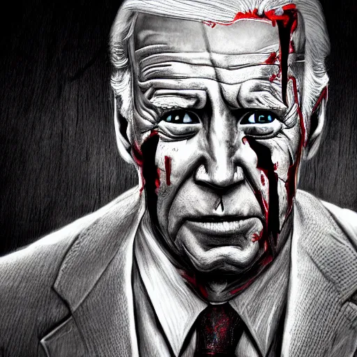 Image similar to joe biden as a rotting zombie, full body portrait, in a front of podeum, horror core, apocalyptic, feeling of grimdark, sharp focus, fiction, hyper detailed, digital art, trending in artstation, cinematic lighting, studio quality, smooth render, unreal engine 5 rendered, octane rendered, art style and nixeu and wlop and krenz cushart