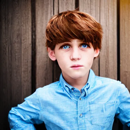 Image similar to a full body extremely photorealistic and detailed photo of a boy with blue eyes and brown hair