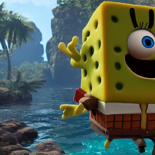 Prompt: spongebox squarepants, hyperrealistic, unreal engine 5