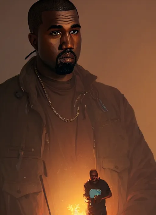 Prompt: highly detailed portrait kanye holding ak in gta v stephen bliss unreal engine fantasy art by greg rutkowski loish rhads ferdinand knab makoto shinkai lois van baarle ilya kuvshinov rossdraws tom bagshaw global illumination radiant light detailed intricate environment