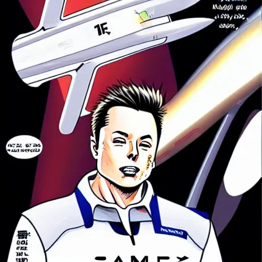 Image similar to elon musk and spacex manga by clamp