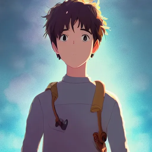 Prompt: friendly kid and creature, character portrait face made in Studio Ghibli artstyle ,highly detailed art, beautiful scene, sharp focus, smooth, 8k, anime art, fantasy, style in ghibli anime, smooth, sharp focus, depth of field, bokeh, dynamic sky