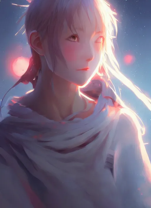 Prompt: a portrait of elemental wind - chan, intricate, tone mapped, ambient lighting, highly detailed, digital painting, artstation, concept art, 4 k, god rays, stunning beautiful, glowing eyes, sharp focus, by makoto shinkai and akihiko yoshida and hidari and wlop
