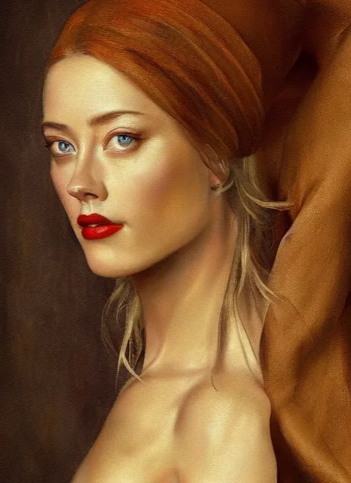 Image similar to amber heard painted by hieronymus bosch, detailed digital art, trending on Artstation