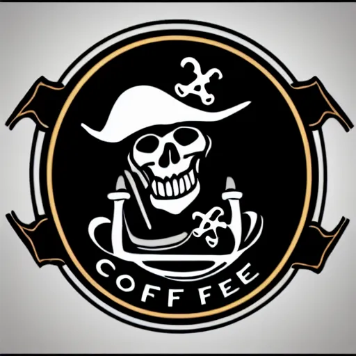 Prompt: Sign logo for pirate coffee