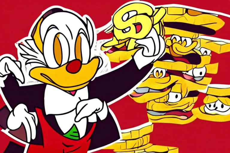 Prompt: Scrooge McDuck reacting to the Bitcoin crash, 8k, real photo, CryEngine