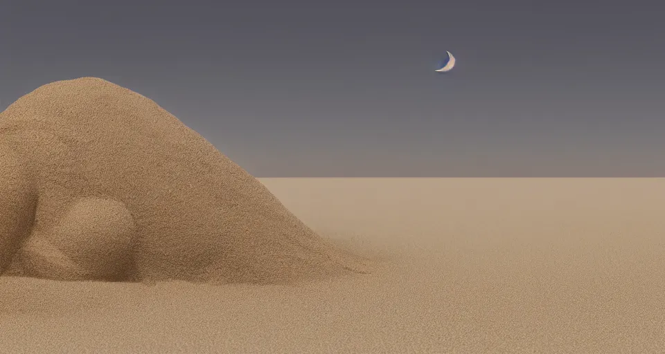 Prompt: a monster made out of sand, int he desert, 4k, photorealistic