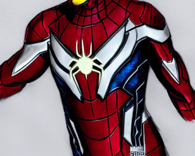 Prompt: photorealistic sketch of the mcu iron spider