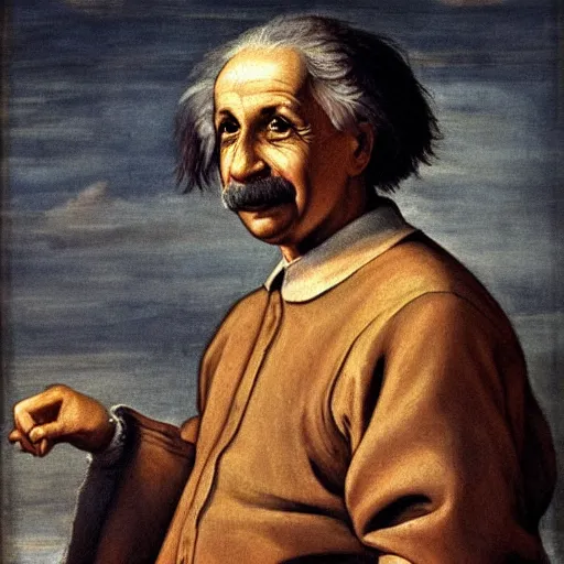 Prompt: A renaissance painting of Albert Einstein