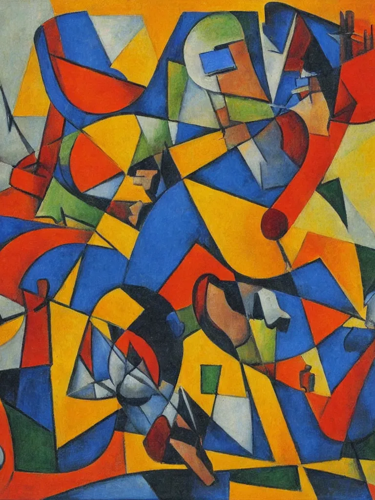 Prompt: a cubism painting by louis lozowick,