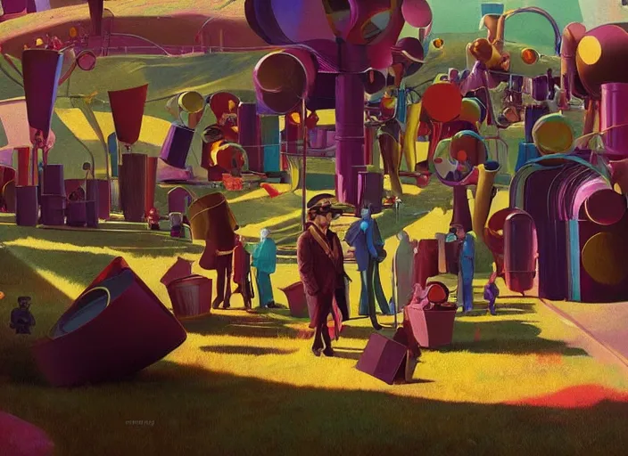 Prompt: film still of Willy Wonka's and the Chocolate Factory 1971 artwork made by Sergey Kolesov